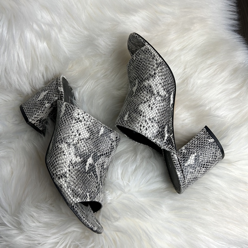 Marc Fisher Snake Block Heel Slide Sandals - image 1